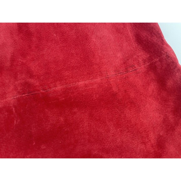 Vintage 90s Boho Western Cowgirl Rodeo Indie Sleaze Red Suede Fall Winter Skirt - Picture 14 of 15